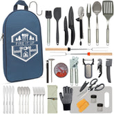 BOMKI 35 PC Grilling & Cooking Essentials - Blue Pro